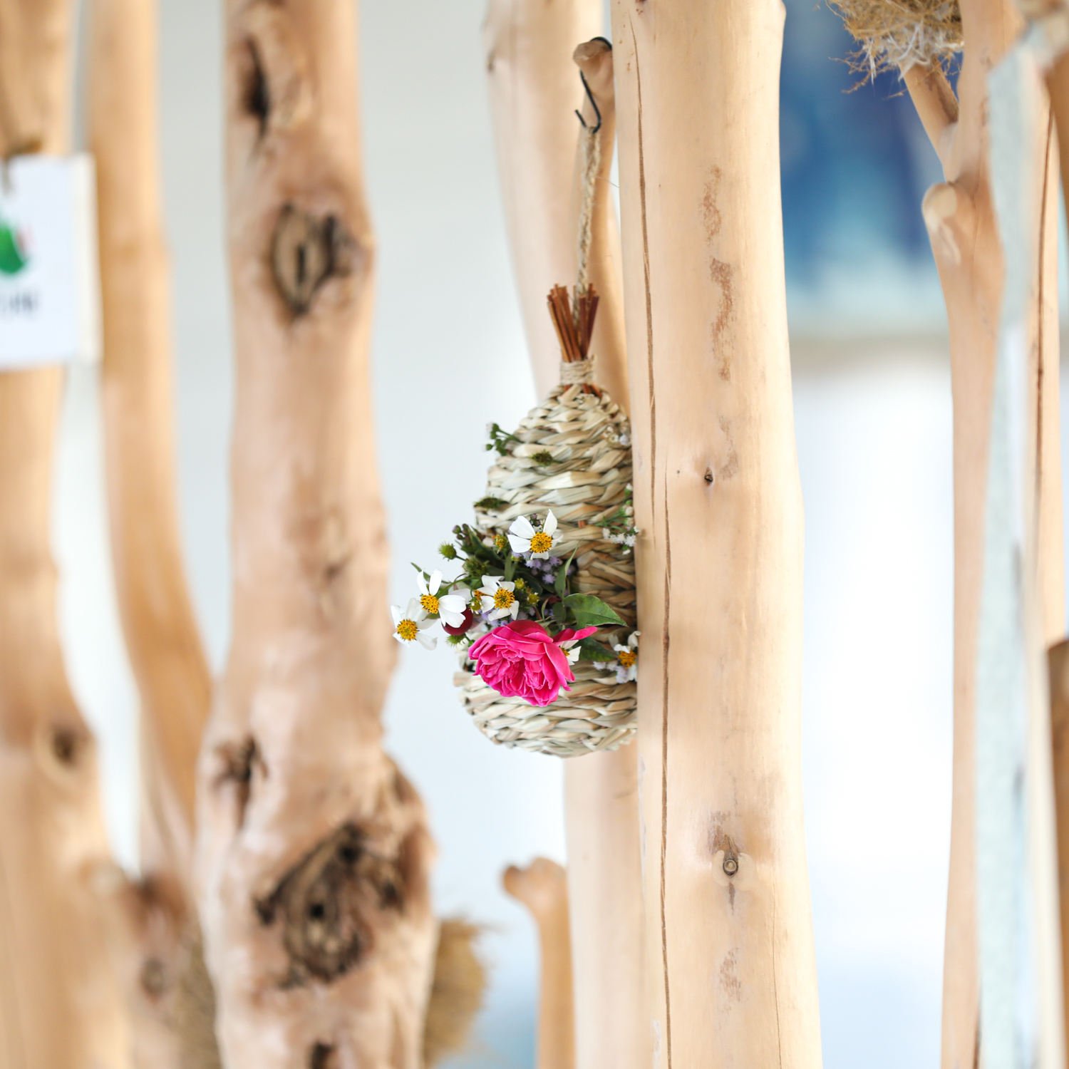 Hanging Birdhouse Hummingbird Nest Fiber Hand Woven Roosting Pocket Hanging Birdhouse Hummingbird Nest Fiber Hand Woven Roosting Pocket