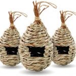 Hummingbird House for Outside Hanging Bird Hut, Natural Grass Handmade Woven Bird House for Garden