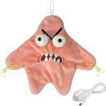 Grumpy Starfish plush keychain – pink, angry, rechargeable, dancing toy