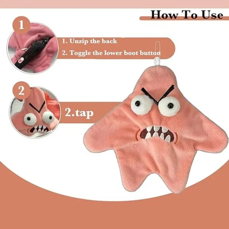 Angry starfish plush toy with kicking motion Angry starfish plush toy with kicking motion