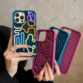 Interactive phone case for iPhone diy pattren toy silicone case