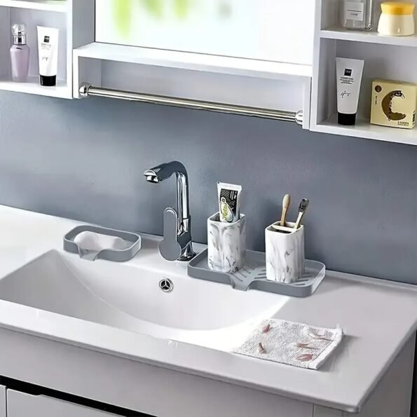 Silicone Sink Tray Faucet Mat Soap Dispenser