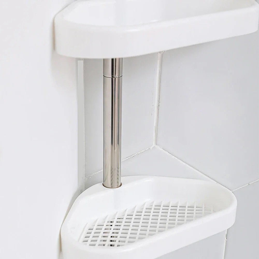 bathroom-storage-shower-caddy-full Full view of shower caddy tension pole holding bath essentials