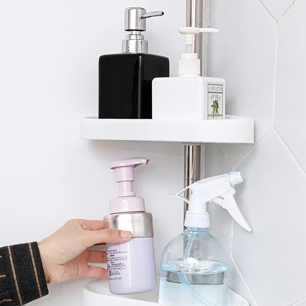 install-corner-tension-pole-caddy Easy-to-install corner shower caddy with stainless steel pole
