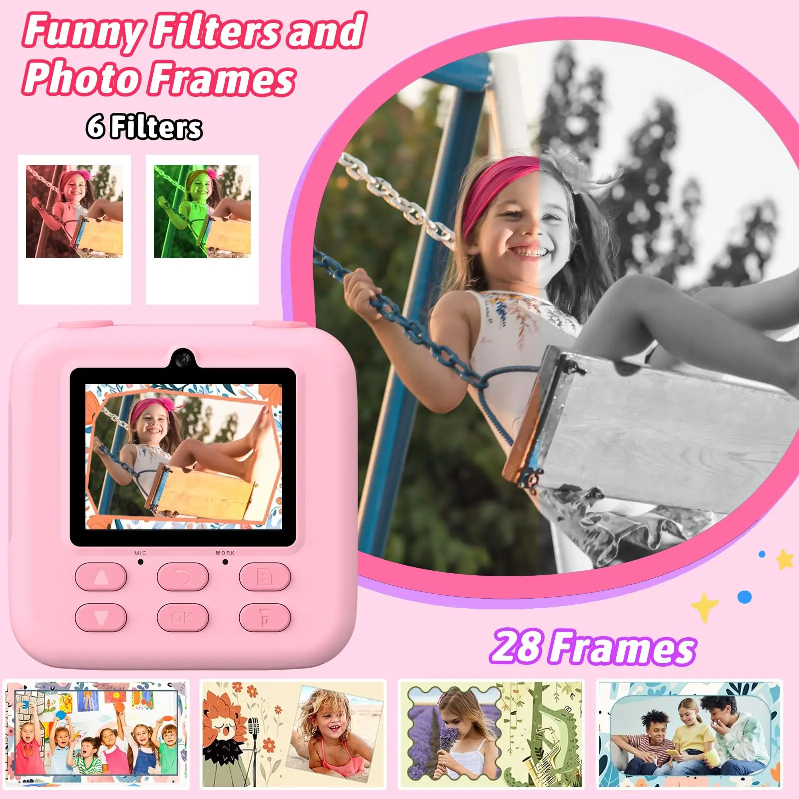 kf-S33867f290db64d99ada46043525db9ebK AMORUS 1080P HD Instant Print Kids Camera – Dual Lens Selfie Cam with 32GB Card, Perfect Gift for Girls & Boys, Fun Birthday or Christmas Toy - Kids Digital Cameras - Gallery View 7