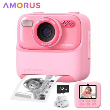 AMORUS 1080P HD Instant Print Kids Camera – Dual Lens Selfie Cam with 32GB Card, Perfect Gift for Girls & Boys, Fun Birthday or Christmas Toy - Kids Digital Cameras - Main View