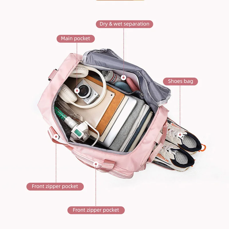 kf-Sb68635ef55904678982391e985fbced4B Women’s Sports Travel Duffel – Waterproof Gym Bag with Wet & Dry Compartments, Shoulder & Crossbody Straps, Perfect for Fitness, Swimming, Outdoor Trips & Weekend Getaways - Product - Gallery View 2