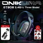 ONIKUMA GT808 Wireless Gaming Headset with RGB Lights – 2.4GHz Low Latency Headphones & 360° Rotating Mic for PC, PS5, Laptop