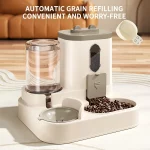 2-in-1 Cat Food and Water Dispenser | Automatic Pet Feeder with Integrated Food Bowl & Water Bottle