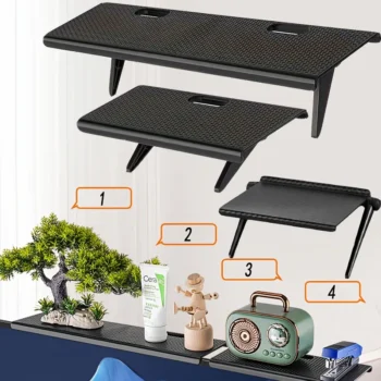 Adjustable TV & Monitor Screen Top Shelf – No-Drill Desktop Storage Rack for Media Box, Router & Home Organization