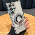 Luxury Magnetic Plating Clear Case for Samsung Galaxy S25/S24 Ultra/S23/S22/Note 20/10 Plus – Shockproof Acrylic Back Cover