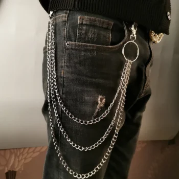 1/2/3 Layer Metal Wallet Chain – Punk Rock Waist Belt Chain with Keychain Clip for Jeans, Pants & Accessories