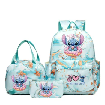 3Pcs Lilo & Stitch Backpack Set for Kids, Teens & Women – Cute Cartoon School Bag with Lunch Bag & Pencil Case