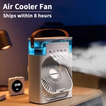 3-in-1 Portable Air Cooler Fan with Humidifier & LED Night Light – USB Rechargeable Mini AC for Home, Office & Travel