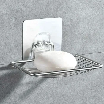 Stainless Steel Wall-Mounted Soap Rack – Drainage Soap Holder for Bathroom, Kitchen & Toilet