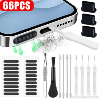 66PCS Phone Speaker & Charging Port Cleaning Kit – Dust Remover Tools for iPhone, Samsung, Xiaomi & More