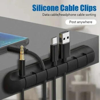 Silicone Cable Organizer Clip – USB Wire Winder & Desktop Cord Holder for Mouse, Headphones & Charging Cables