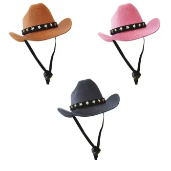 Adjustable Cowboy Hat for Dogs & Cats – Funny Summer Pet Headwear for Small Dogs & Cats