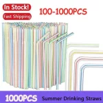 Multicolor Fluorescent Bendable Drinking Straws – Reusable Party Straws for Beverages, Weddings & Kitchen Supplies
