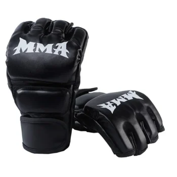 PU Boxing Gloves MMA Half Finger Gloves for Training, Muay Thai, Taekwondo, Kickboxing & Fitness