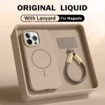 Liquid Silicone Lanyard Strap Case for iPhone 16, 15, 14, 13, 12, 11 Pro Max – Magnetic Soft Cover with MagSafe Support