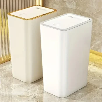 10L Odor Proof Trash Can with One-Touch Pop-Up Lid, Space-Saving Leakproof Plastic Bin for Bathroom & Kitchen