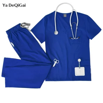 Unisex Medical Scrubs Set – Nursing Uniforms for Men & Women, Comfortable Doctor Dentist Workwear with Top & Pants