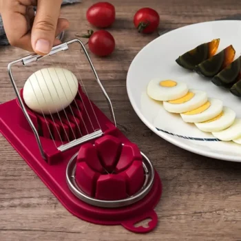 Multifunctional Stainless Steel Egg Slicer – 2-in-1 Flower-Shape & Slice Cutter for Eggs, Soft Fruits, and Vegetables
