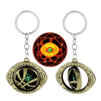 Marvel Doctor Strange Keychain Vintage Rotated Eye Pendant Key Holder Boy Toy Accessories Eye Of Agamotto Keyrings