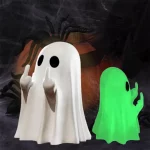 Car Decorate Luminous Middle Finger Cute Ghost Statue Small Scary Ghost Figurines Halloween Decoration Home Table Ornaments