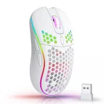 2.4G Wireless Mouse with RGB Backlit 6-button 3-speed DPI Type C Rechargeable Ergonomic Honeycomb Design Gaming Mouse