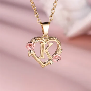 A–Z Letter Pendant Necklace for Women – Gold Plated Floral Initial Jewelry Gift