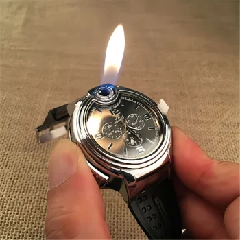Outdoor Watch Inflatable Lighter Fashion Metal Gas Windproof Portable Open Flame Lighter Smoking Cool Personality Gift 2025 New