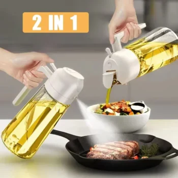 2-in-1 Olive Oil Dispenser & Sprayer Bottle 500ml | Oil Pourer & Cooking Spray for Air Fryer, BBQ, Baking, Kitchen Essentials