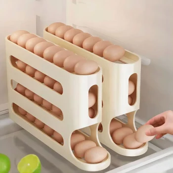 2–4 Layer Egg Storage Box – Slide Rolling Egg Holder for Refrigerator, Large Capacity Space-Saving Egg Organizer