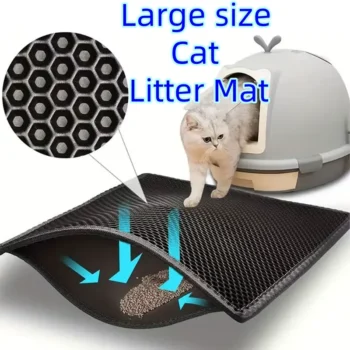 Large Waterproof Cat Litter Mat – Double Layer Litter Trapping Pad for Litter Box, Easy to Clean, Non-Slip & Durable EVA