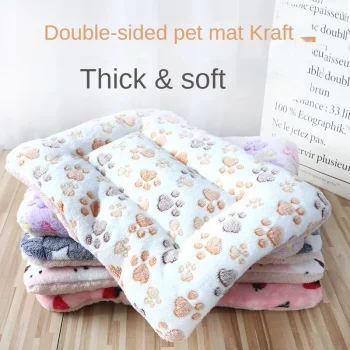 Double-Sided Pet Mat Mats Short Plush Pet Sleeping Bed for Cats Small Dogs Cute Pet Pad Blanket Warm Kitten Cushion Cat Sofa Bed