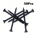 50 Pcs M3.5 Black Cross Flat Head Sheet Metal Screws – Carbon Steel Wood Screws for Furniture, DIY & Home Maintenance