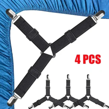 Adjustable Triangle Bed Sheet Holders – Fitted Sheet Clips, Mattress Grippers & Sheet Suspenders for Secure Bed Covers