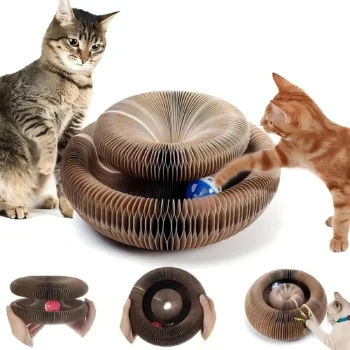 Magic Cat Scratch Organ Board with Ball – Corrugated Cat Scratcher, Claw Grinder & Interactive Cat Toy for Kittens and Adult Cats