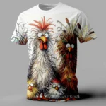 Funny Chicken Print Men’s T-Shirt – Casual Oversized O-Neck Short Sleeve Tee for Summer Streetwear