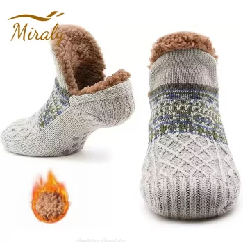 Ultra Soft Thermal Non-Slip Winter Floor Socks Unisex for Men and Women, Thick Coral Fleece-Lined Warm Indoor Slipper Socks, Cozy Velvet-Style Home Wear for Sleeping, Snow Season Lounging, Cold Floor Protection, Hand-Washable Low Tube Knit Socks Gift Pack