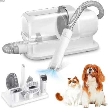 Dog Grooming Vacuum & Pet Grooming Kit – Low Noise Hair Vacuum with 2.3L Large Dust Cup for Home Grooming