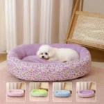 Floral All-Season Dog Bed & Cat Bed – Soft Sleeping Pad Sofa for French Bulldog, Chihuahua & Puppies