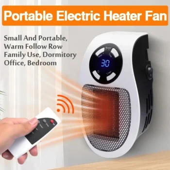 500W Plug-In Electric Mini Room Heater – Portable Energy-Efficient Heater with Remote, Timer & LED Display
