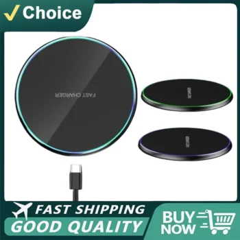Mini LED Wireless Charger Pad – Ultra-Slim Fast Induction Charging Dock for iPhone, Samsung & Qi Devices
