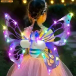 Electric Light-Up Butterfly Fairy Wings for Kids – Moving LED Angel Wings for Cosplay, Birthday & Dress-Up Play