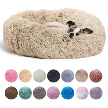 Round Plush Pet Bed for Dogs & Cats – Super Soft Warm Winter Sleeping Bed, 6 Sizes
