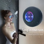 Portable Bluetooth Speaker with LED Light – IPX4 Waterproof Mini Stereo Speaker with Suction Cup for Outdoor & Bathroom Use