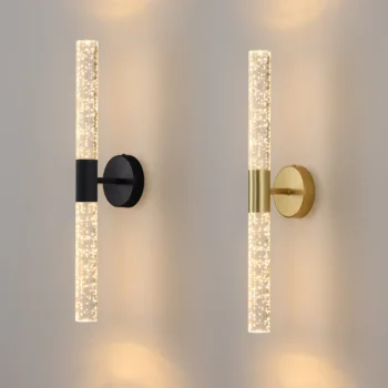 Nordic Crystal Rod LED Wall Lamp – Modern Bubble Glass Wall Light for Bedroom, Living Room & Hallway